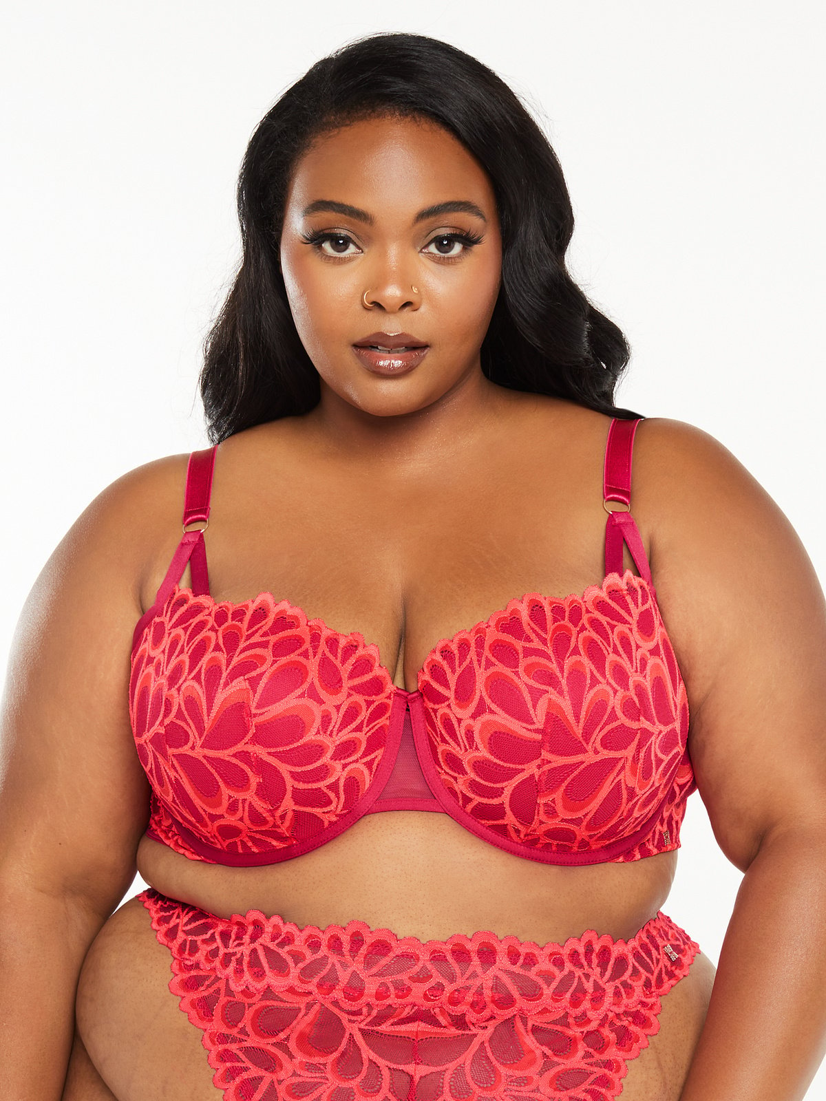 Savage Not Sorry Lightly Lined Lace Balconette Bra in Orange