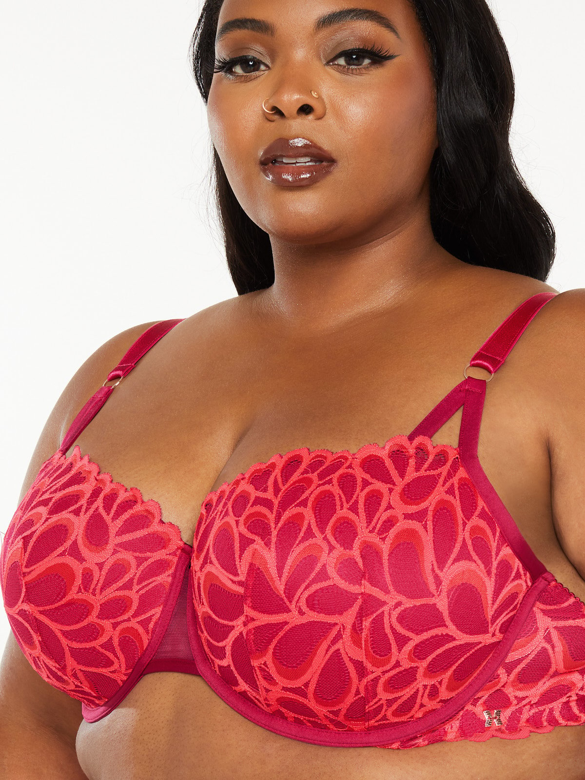 Lindie Balconette Underwired Bra in Red/Red