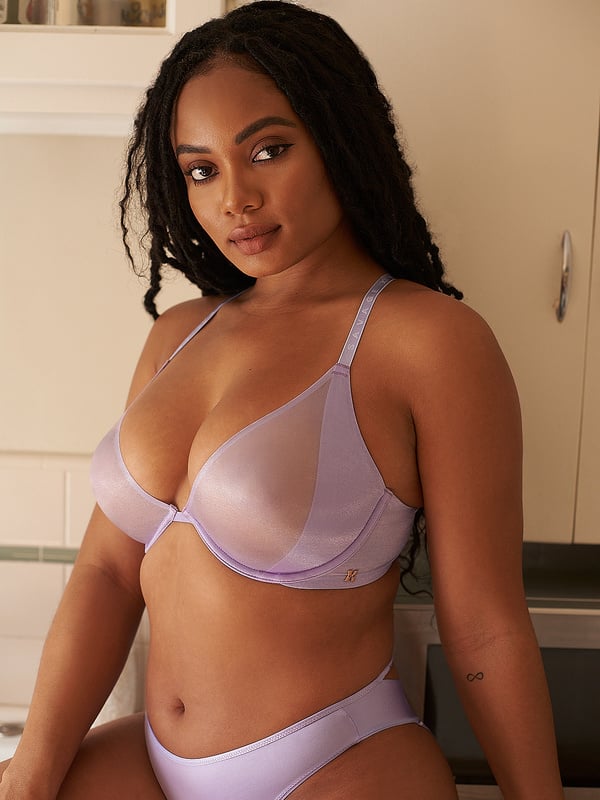 Savage Not Sorry Low Plunge Unlined Glissenette Bra In Purple Savage X Fenty