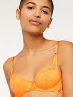 We Are We Wear mesh sheer balconette bra in orange - ORANGE бюстгальтеры  Цвет: Оранжевый; Размер: US 30 A купить недорого в интернет-магазине