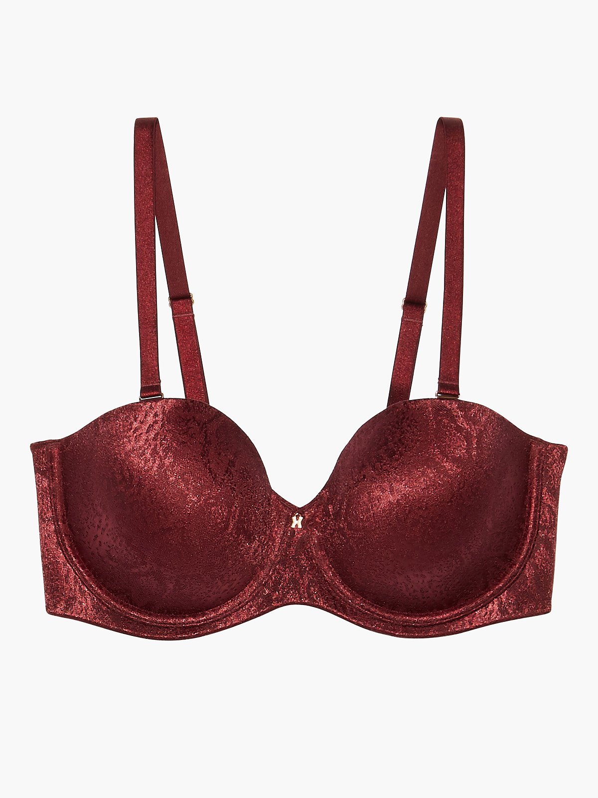 Snake Lace Strapless Bra in Red