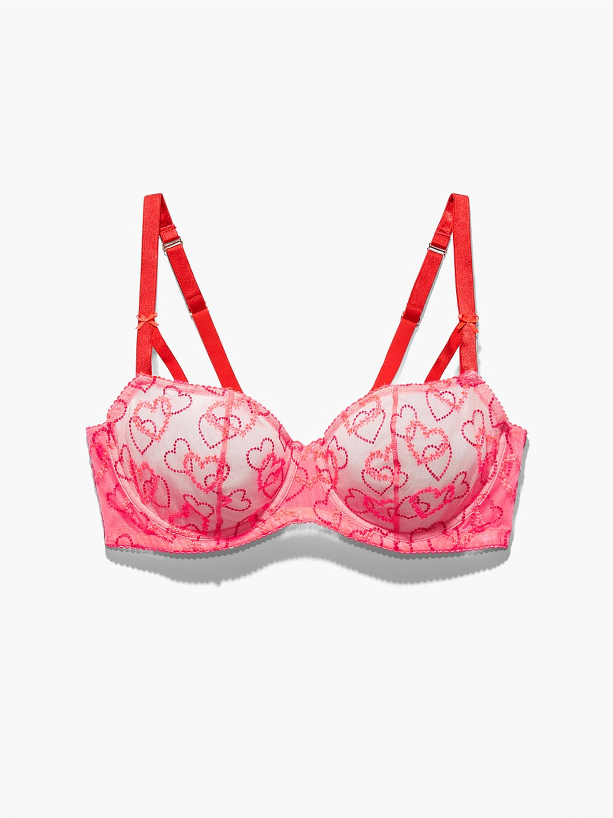 Linking Hearts Embroidery Unlined Lace Balconette Bra