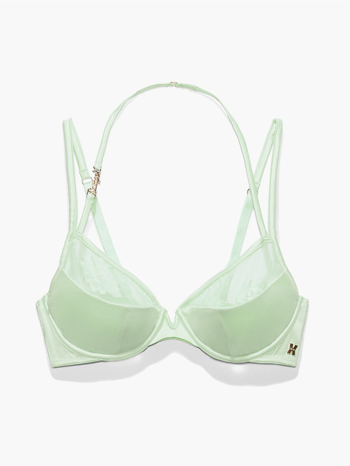 Strap Up Lace Plunge Bra in Green
