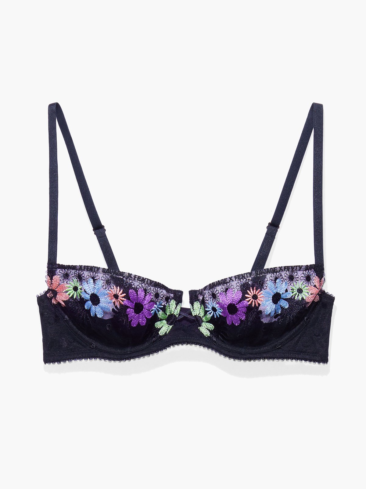 Free Spirit Floral Embroidery Unlined Balconette Bra in Black | SAVAGE ...