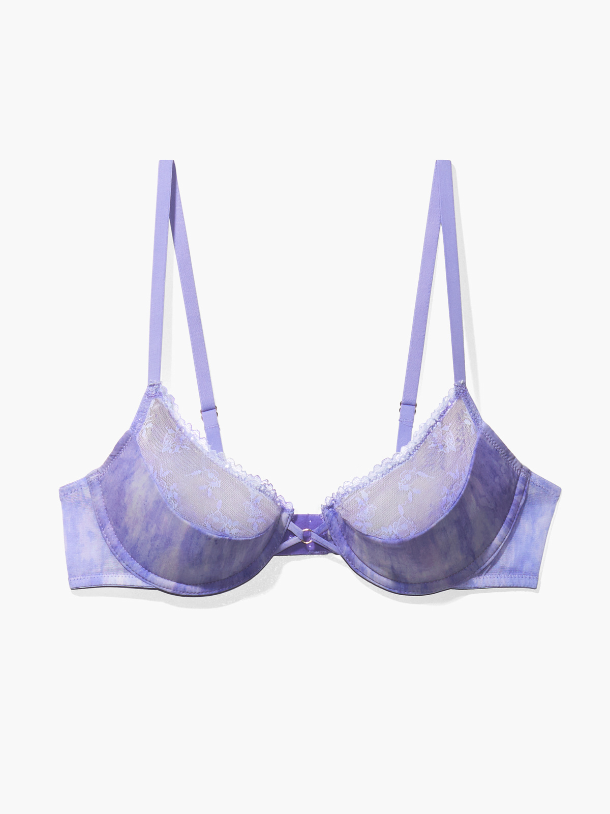 Watercolor Tie Dye Half Cup Bra with Lace