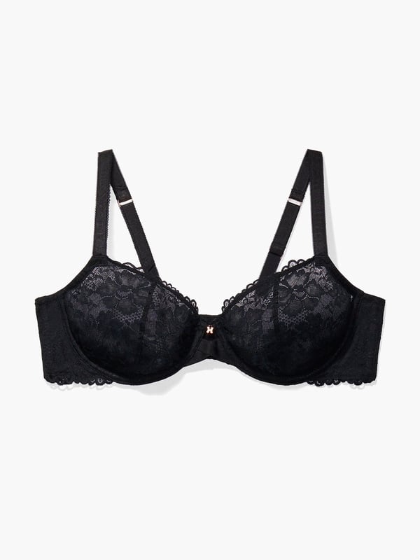 Floral Lace Unlined Bra with X Charm