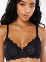 Savage X Fenty, Women's, Floral Lace Unlined Bra, Sheer lace Cups, Lace,  Underwire, Purple Lavender, 34A