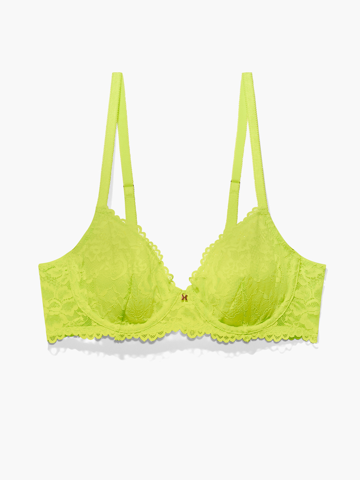 Vintage 90s Lime Green Floral Flower Print Lace Padded Pushup Bra Underwire  Ribbon Bow Adjustable Straps Lingerie Sz 34B 