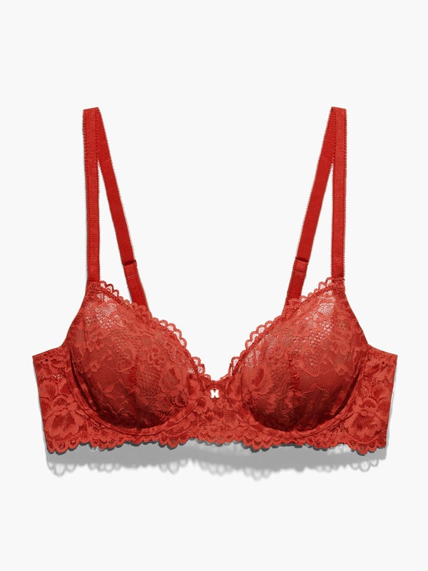 Buy Red Floral Lace Padded Bra 36A, Bras