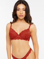 Savage x Fenty Intimates & Sleepwear | Savage x Fenty Red Pink Lace Ribbon Writing Unlined Balconette Bra Plus 44DDD | Color: Pink/Red | Size: 44F (3D