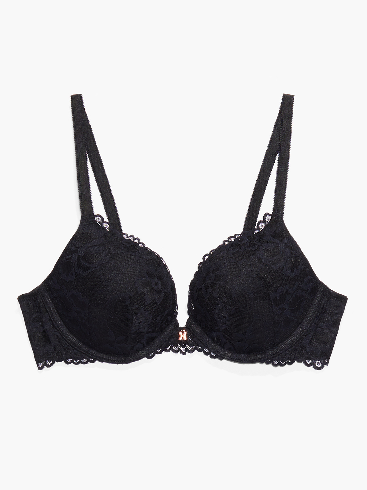 Floral Lace Push-Up Bra in Black