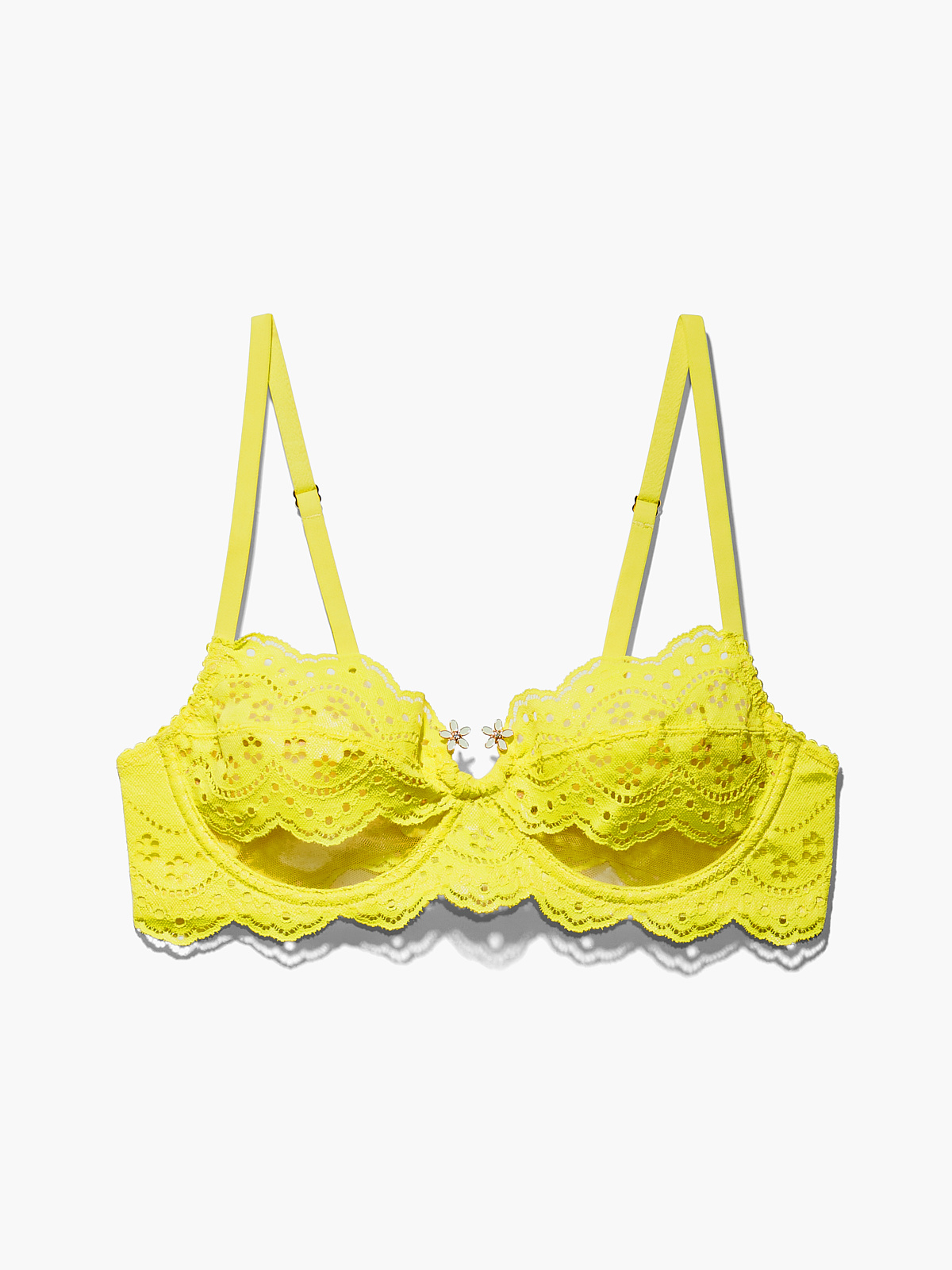 Bombshell Broderie Unlined Lace Balconette Bra in Yellow | SAVAGE X FENTY