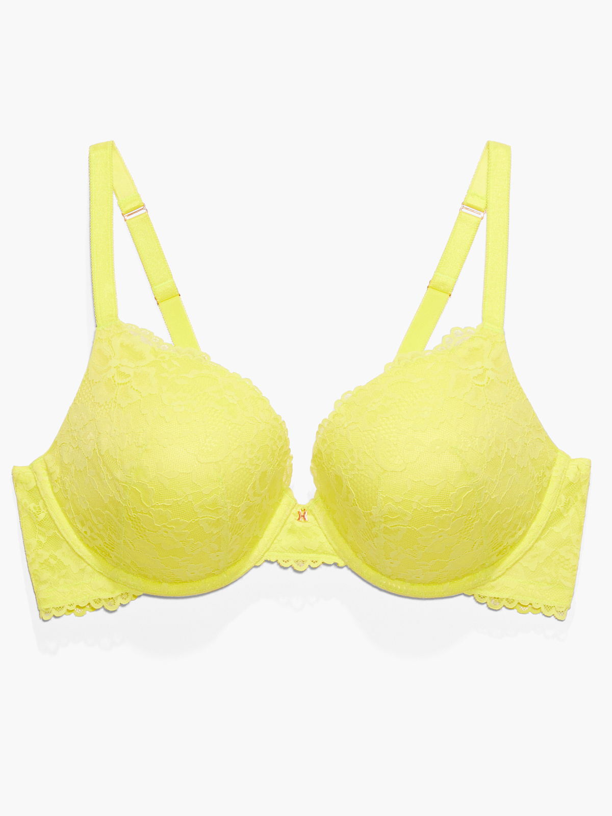 Floral Lace Push-Up Bra in Yellow