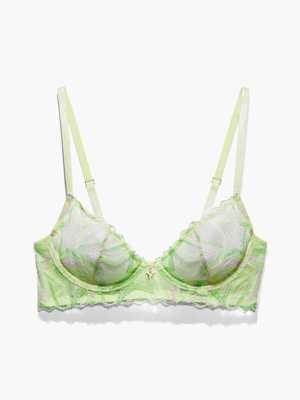 Shining Star Embroidered Unlined Demi Bra In Green Multi Savage X Fenty