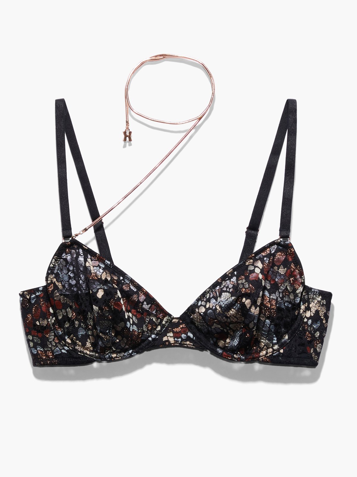 Cold-Hearted Snake Lace Unlined Demi Bra in Black & Brown & Multi ...