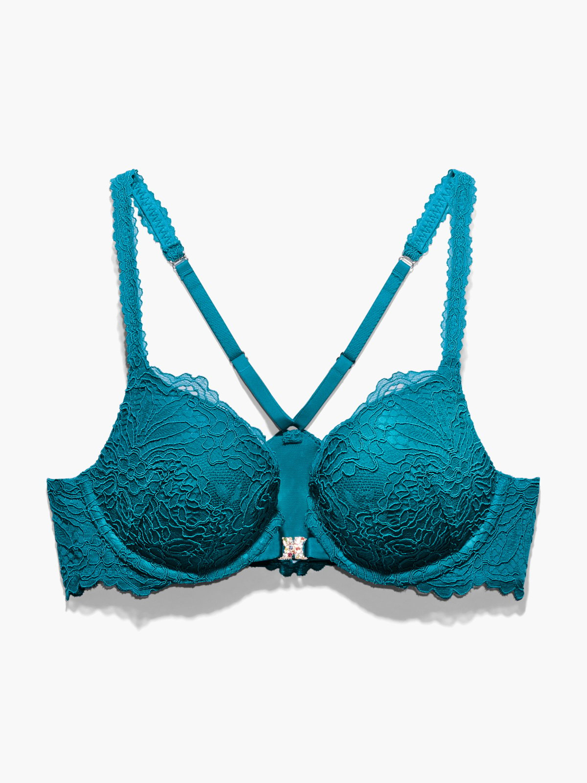 Romantic Corded Lace Front-Closure Push-Up Bra in Blue | SAVAGE X FENTY