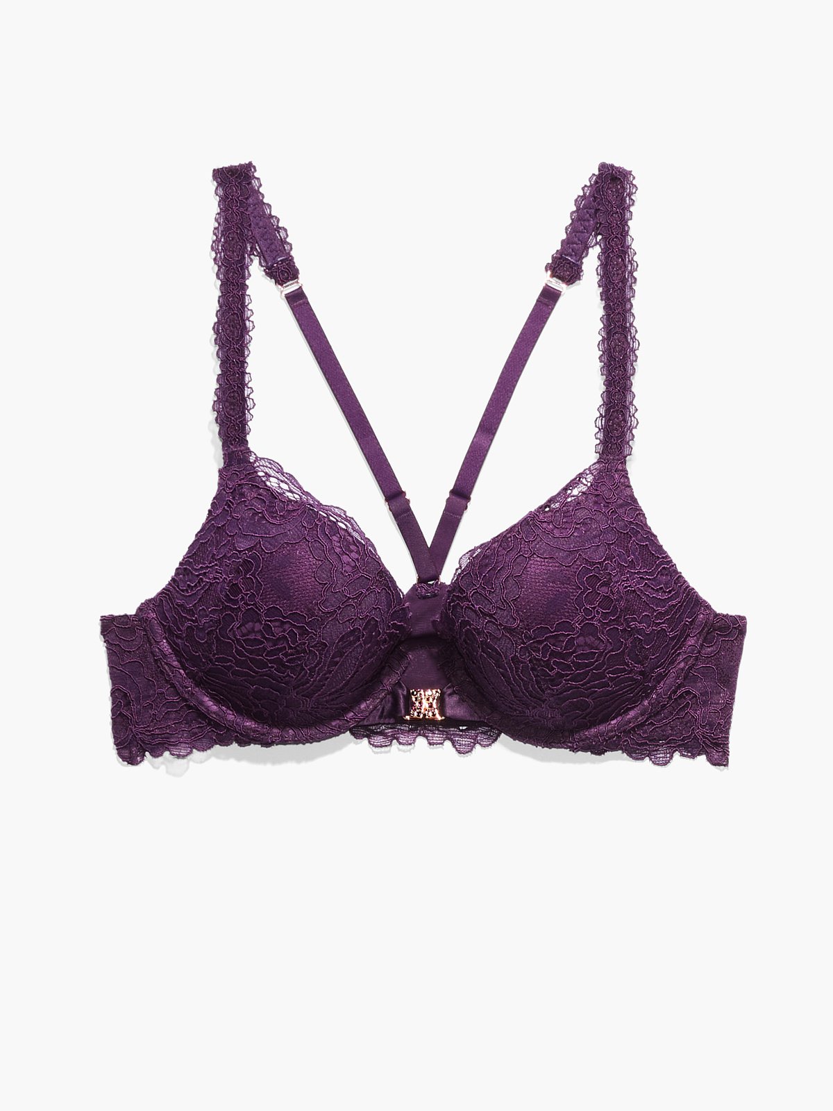 Fun & Flirty Lace-Trim Satin Push-Up Bra