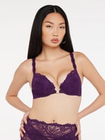 Romantic Corded Lace Push-Up Bra in Purple