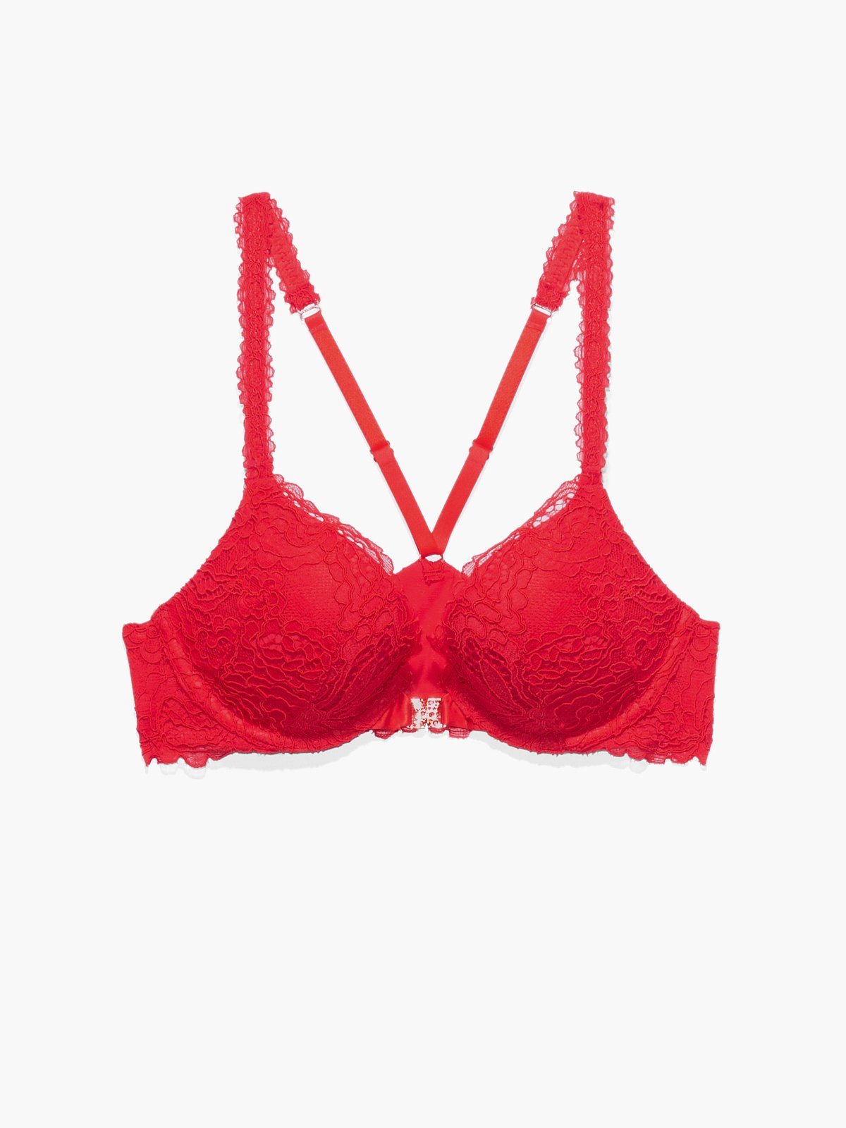 Romantic Corded Lace Push-Up Bra in Red