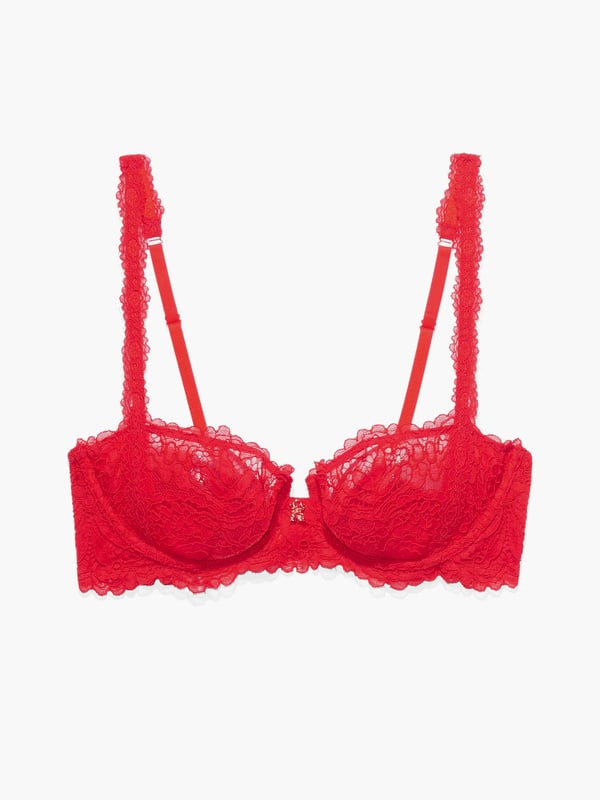 Romantic Corded Lace Unlined Balconette Bra in Red | SAVAGE X FENTY