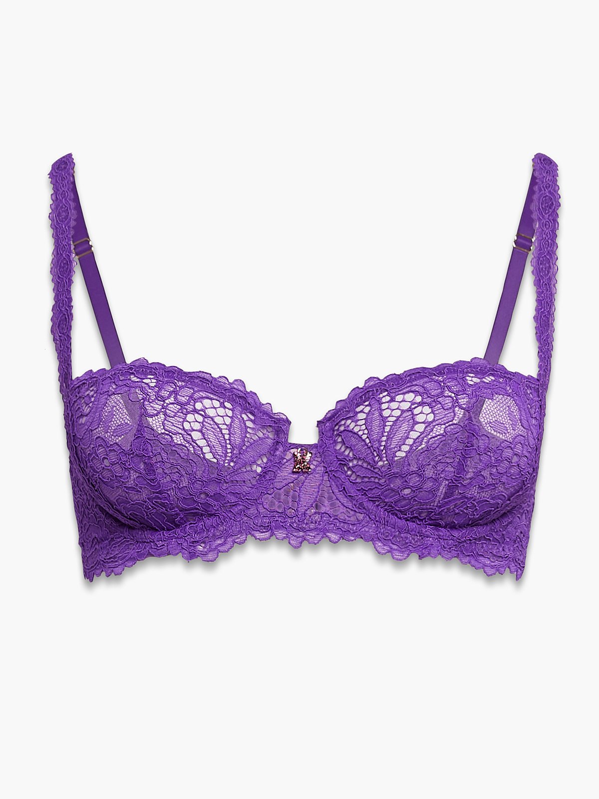 Romantic Corded Lace Unlined Balconette Bra in Purple