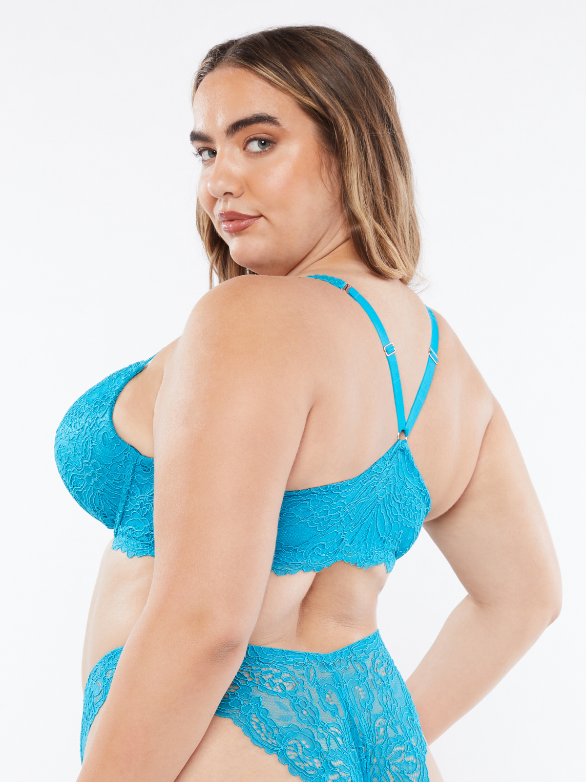 MELENECA Front Fastening Bras for Women Plus Size Underwire Unlined Lace  Cup Cushion Strap Blue 48C - ShopStyle