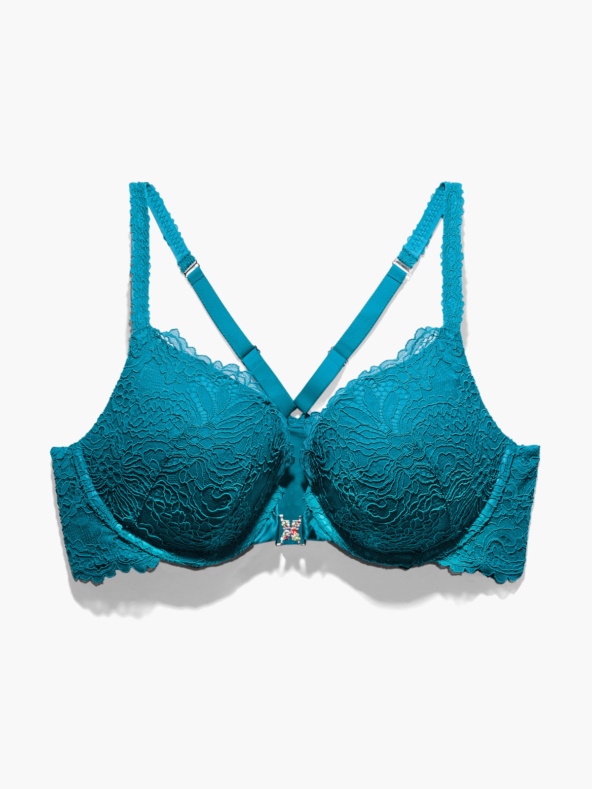 Be You Rib & Lace Push Up Bra in Turquoise