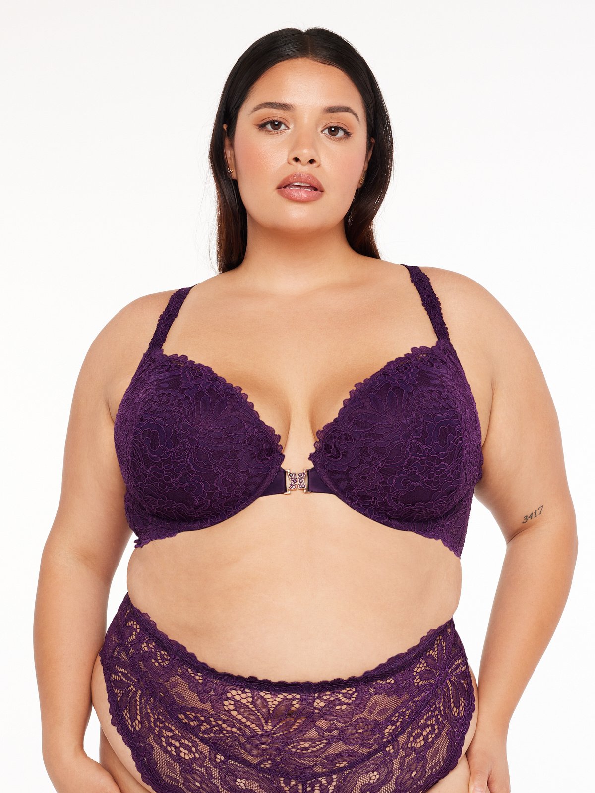 Buy erfeel size 34A Sexy Bombshell-Purple Floral Lace Black bra