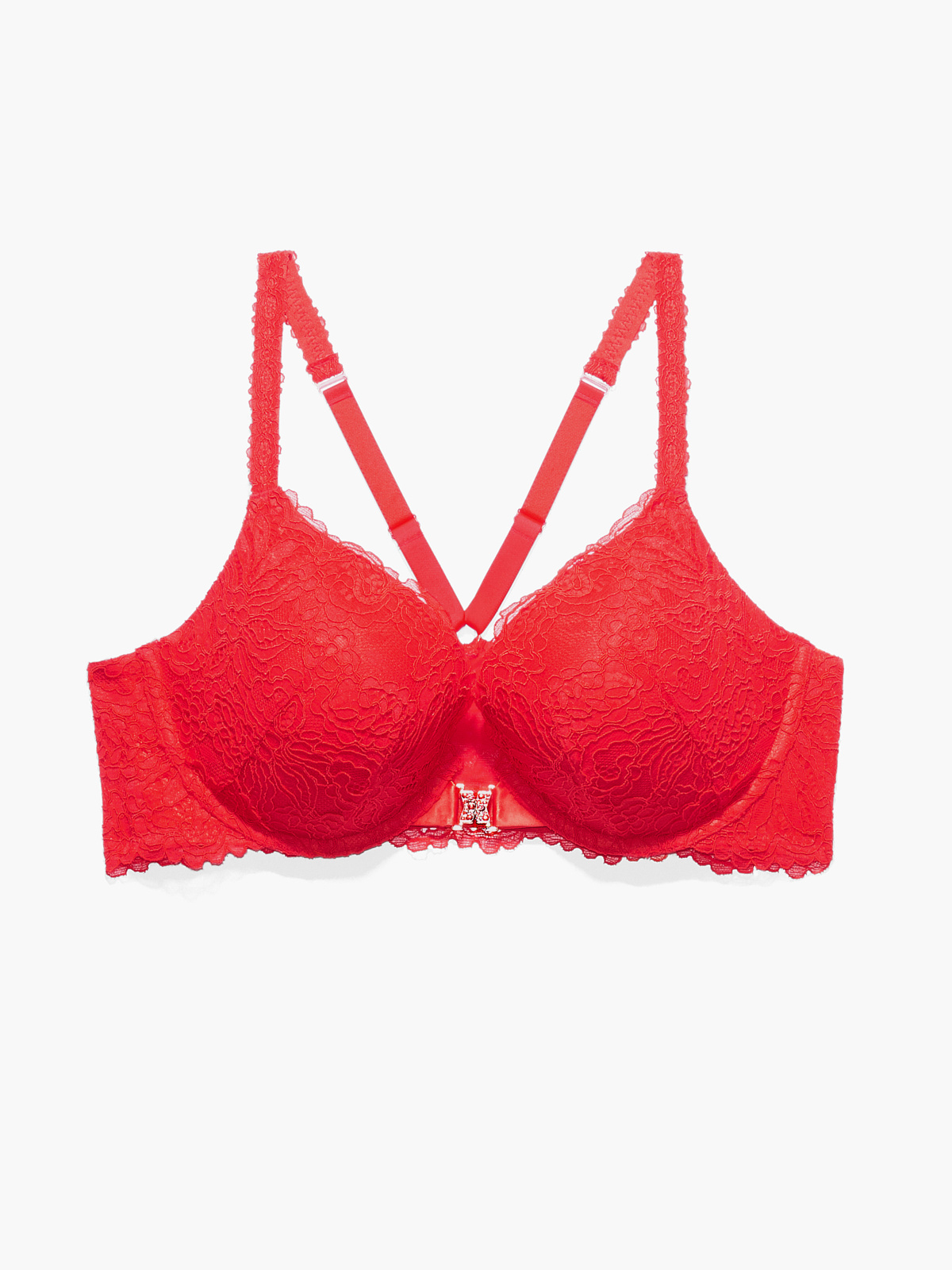 Romantic Corded Lace Push-Up Bra in Red