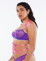 Ribbon Writing Unlined Lace Balconette Bra