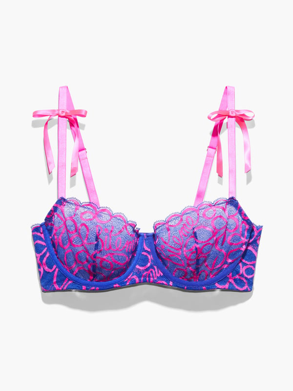 Savage x Fenty Intimates & Sleepwear | Savage x Fenty Red Pink Lace Ribbon Writing Unlined Balconette Bra Plus 44DDD | Color: Pink/Red | Size: 44F (3D