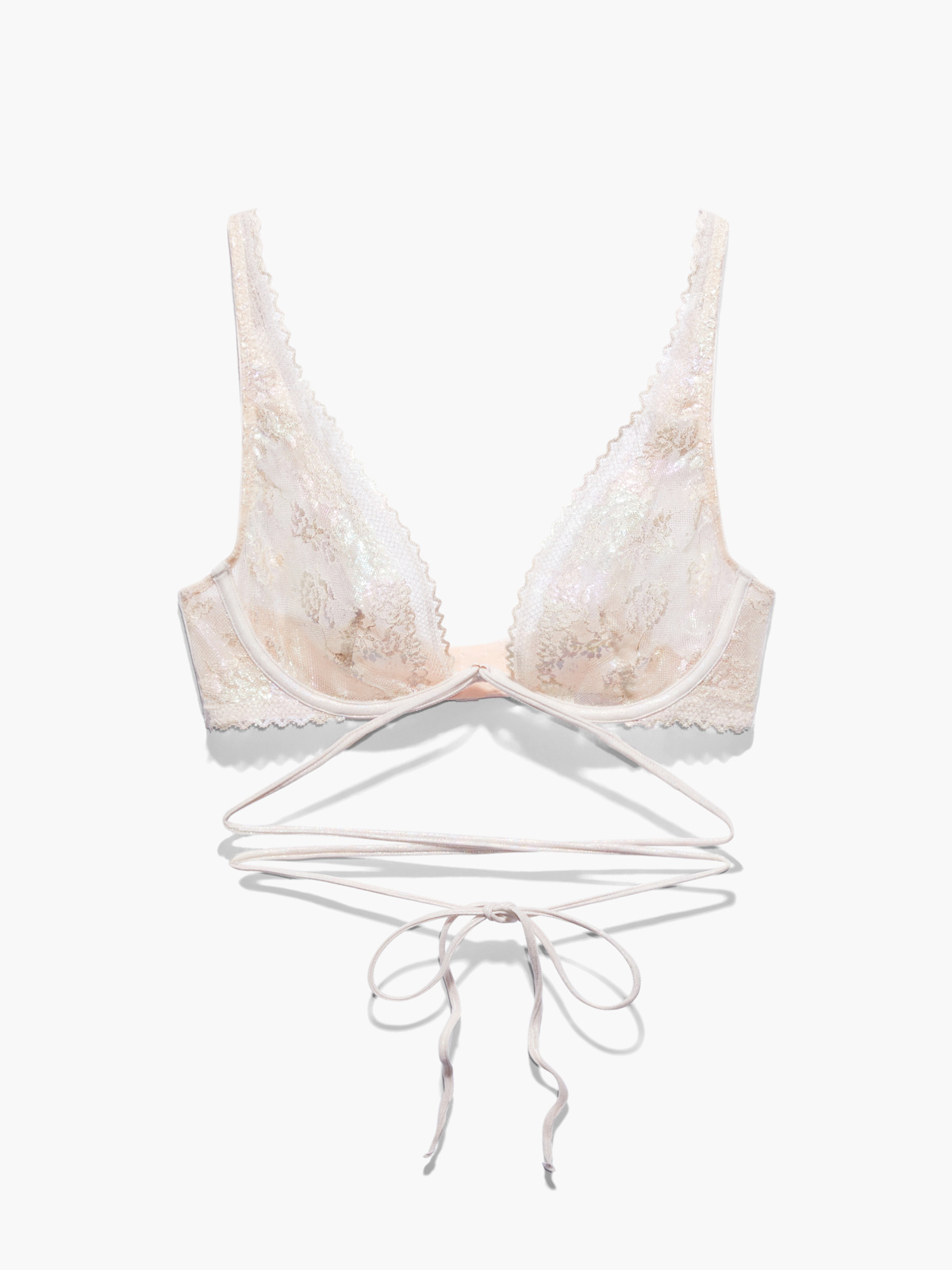Caged Lace Unlined Bra with Tie
