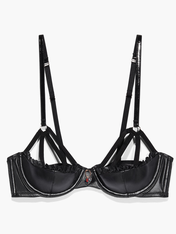 Glossy Flossy Caged Quarter Cup Bra in Black | SAVAGE X FENTY