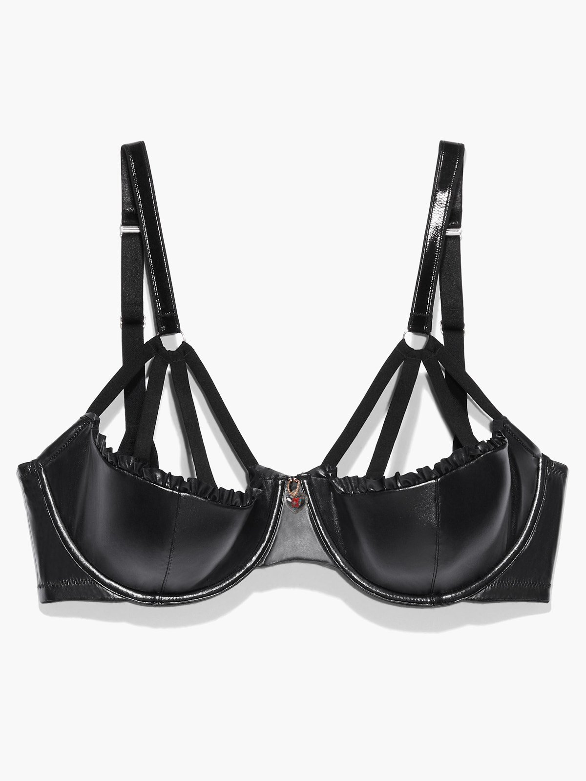 Glossy Flossy Caged Quarter Cup Bra in Black