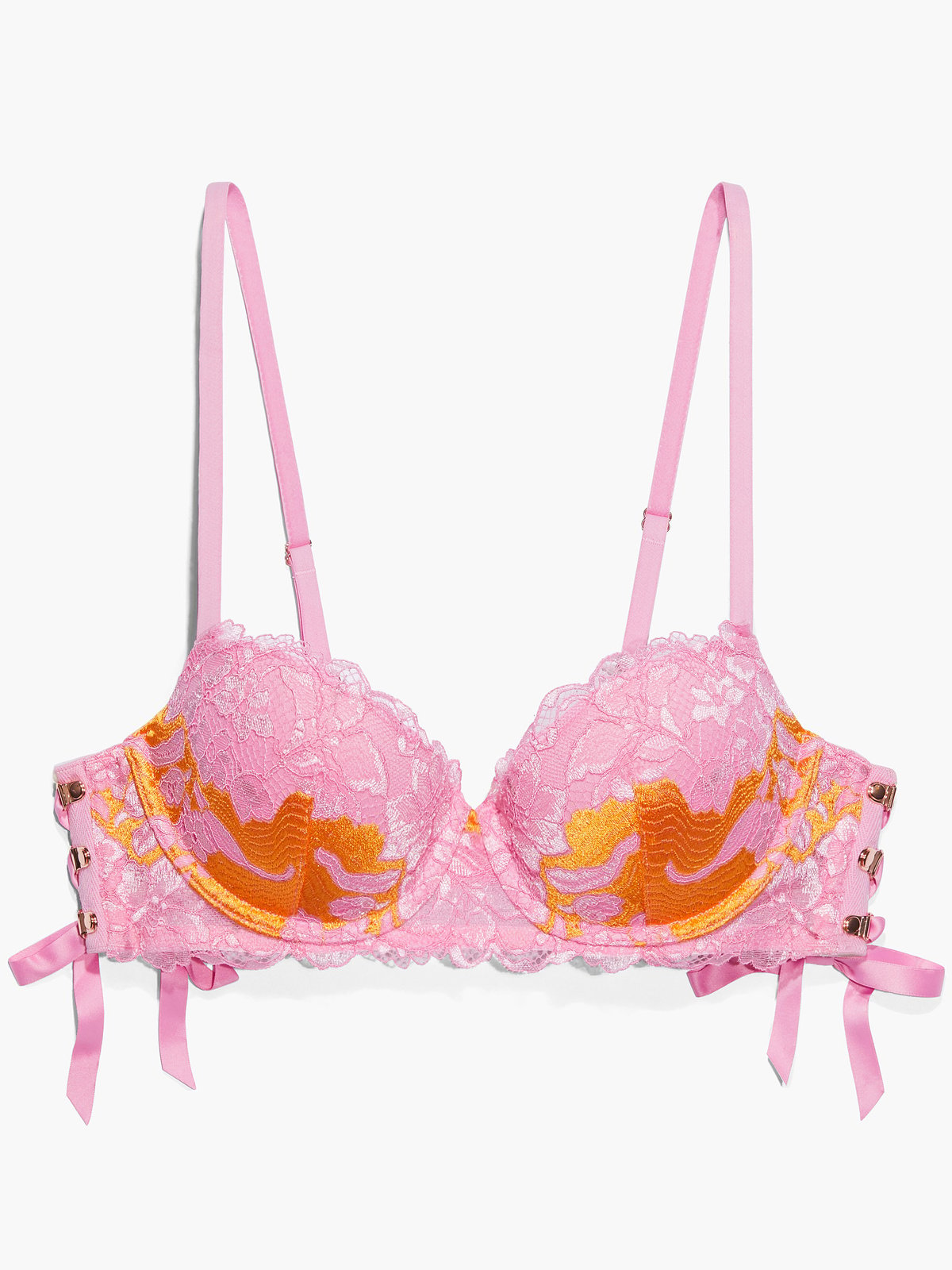 Lace'd Up Padded Low Balconette Bra in Multi & Orange & Pink | SAVAGE X ...