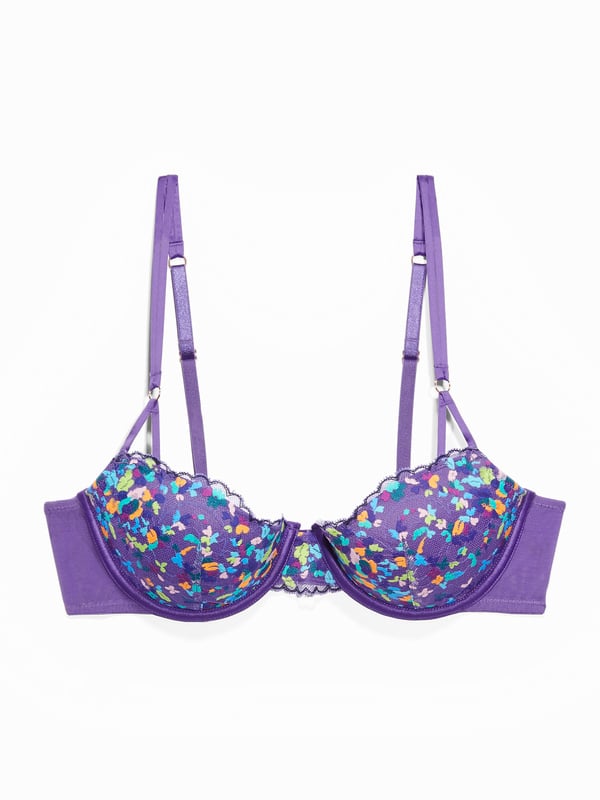 Steamy Floral Padded Lace Balconette Bra in Multi & Purple | SAVAGE X ...