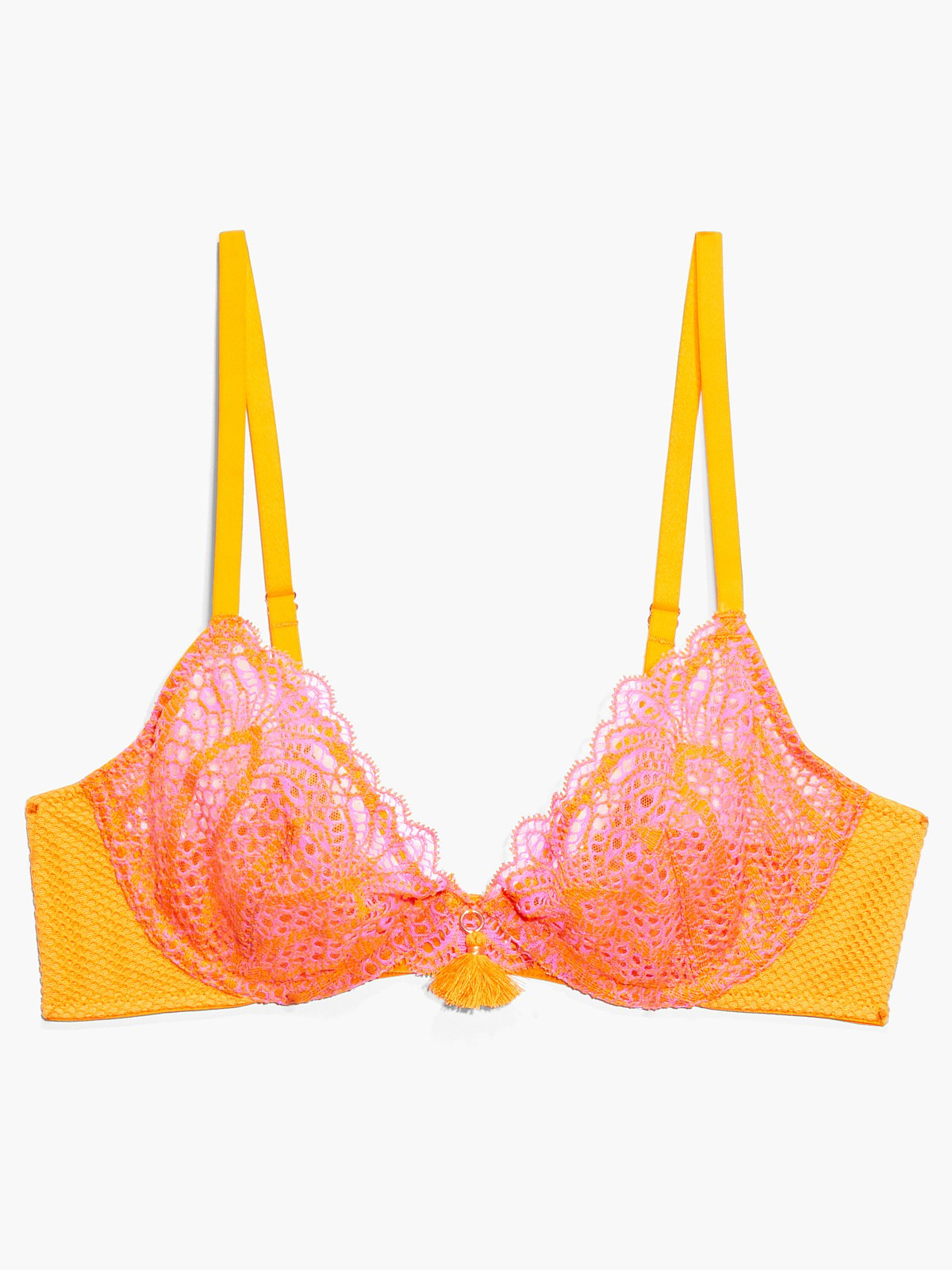 Stranded In Lace Crochet Plunge Bra in Multi & Orange & Pink | SAVAGE X ...