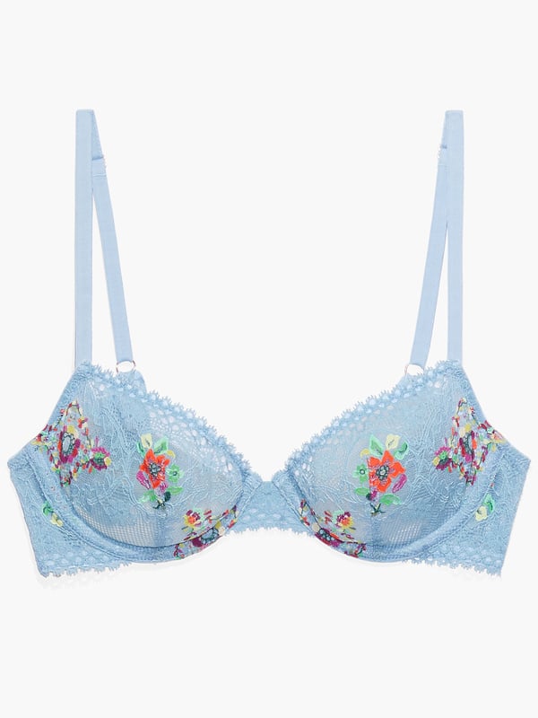 Dolled Up Unlined Lace Demi Bra in Blue & Multi & Red | SAVAGE X FENTY