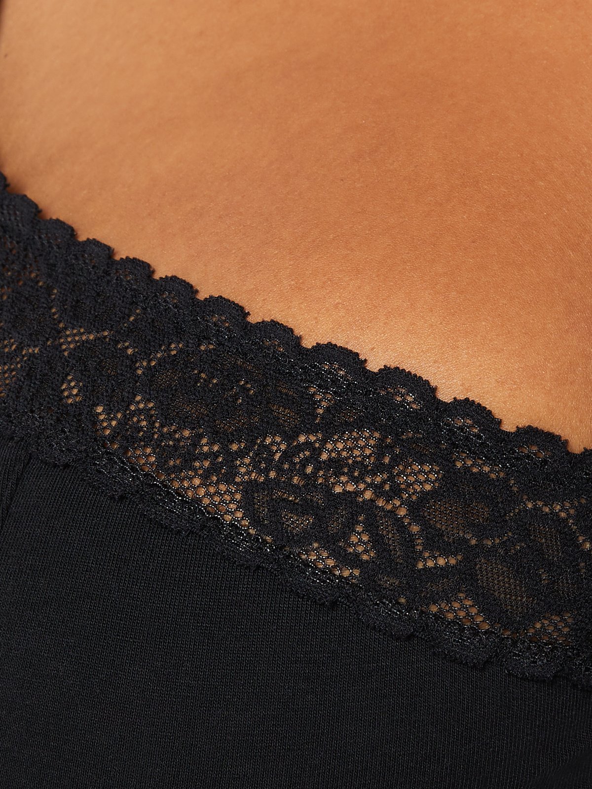 Cotton Essentials Lace-Trim Unlined Bra in Black