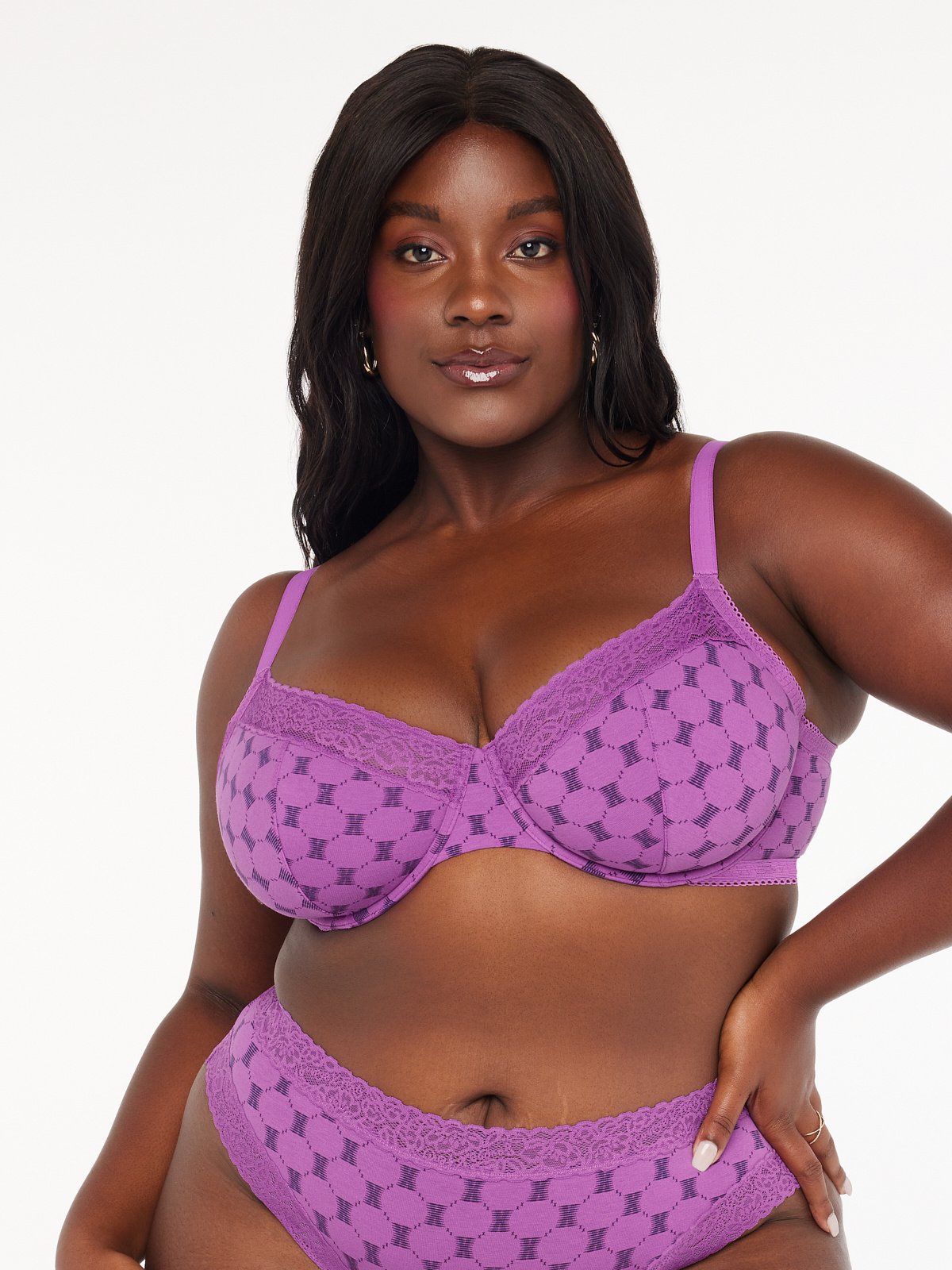 Yeahitch Women's Plus Size Lace Plunge Bralette Wirefree Underwear Purple  5XL