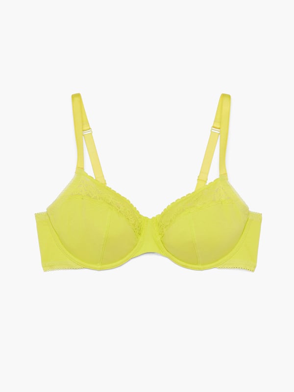 Cotton Essentials Lace-Trim Unlined Bra in Yellow | SAVAGE X FENTY ...