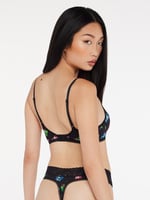 Cotton Essentials Lace-Trim Unlined Bra in Black