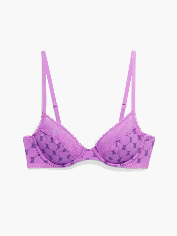 Cotton Essentials Lace-Trim Unlined Bra in Pink & Purple | SAVAGE X FENTY
