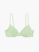 Cotton Essentials Lace-Trim Unlined Bra in Green