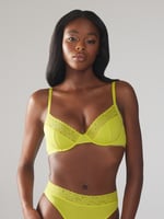 Cotton Essentials Lace-Trim Unlined Bra in Yellow