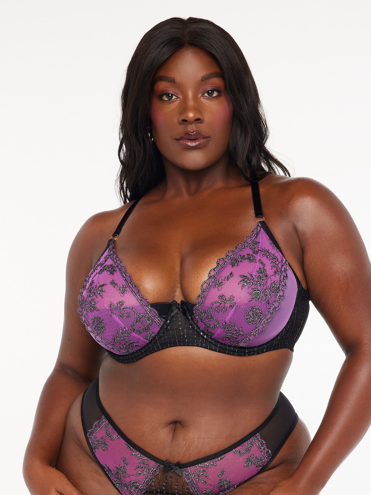 Gilded Chains Embroidered Mesh Quarter Cup Bra