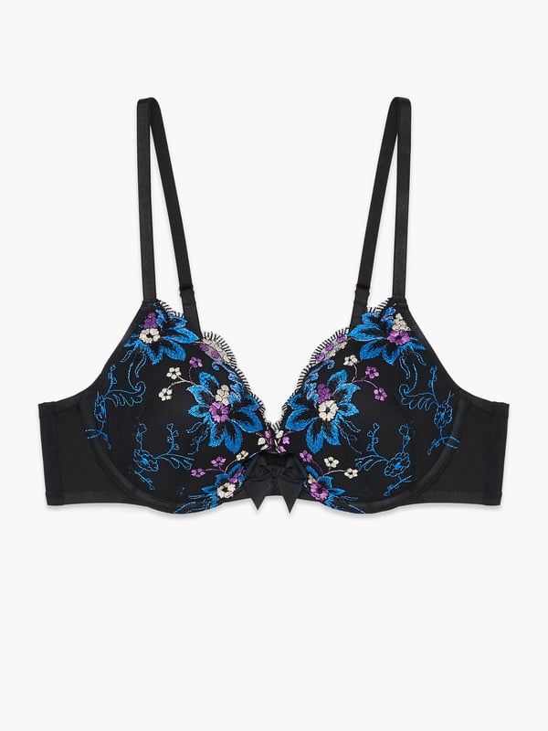 Push-up Embroidered Bra - Flower embroidery