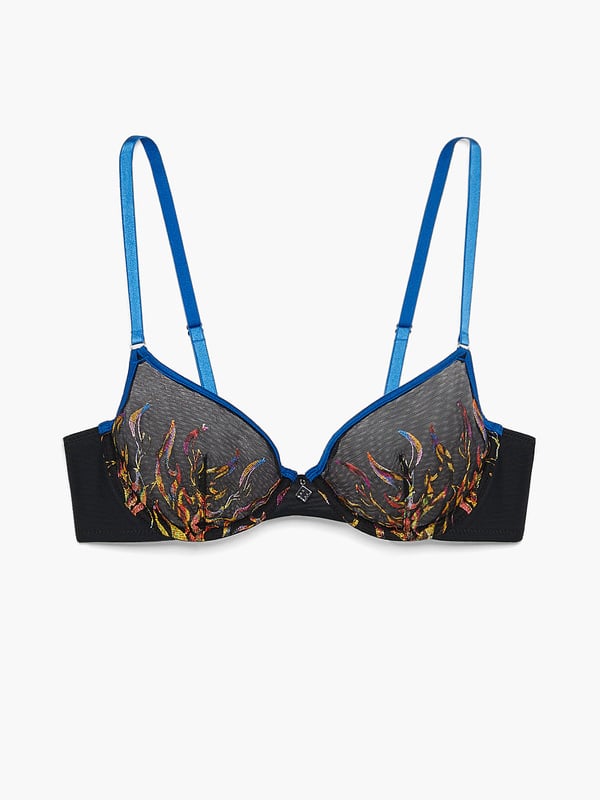 License To Thrill Mesh Unlined Demi Bra in Black | SAVAGE X FENTY