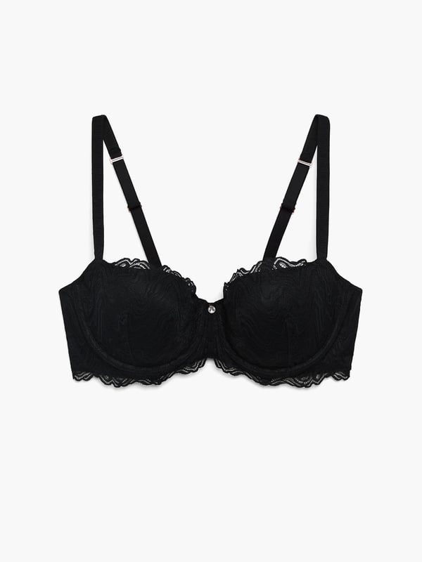 Ripple Effect Lace Padded Balconette Bra in Black | SAVAGE X FENTY