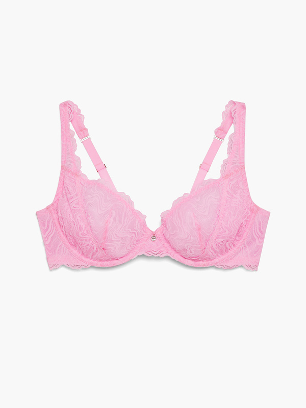 Pink Strings Semi Plunge Padded Lace Bra – Red – Pinkstrings – For the  need of being PINK in you